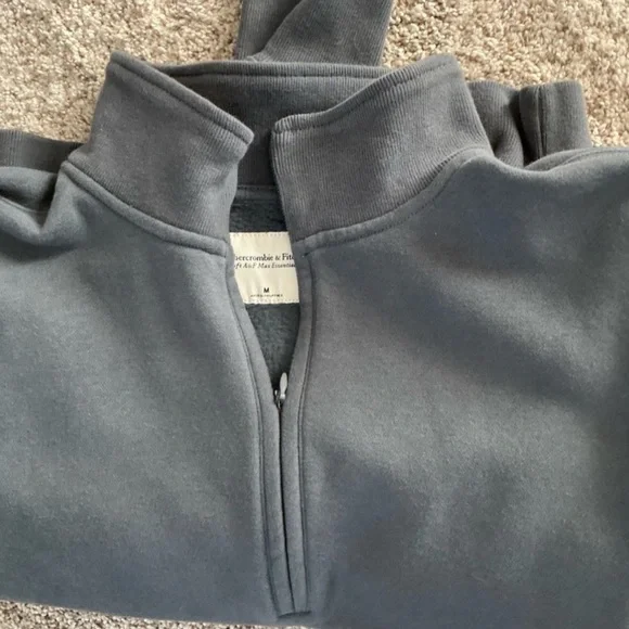 Abercrombie & Fitch Quarter-Zip Sweatshirt Blue/Gray Size Medium - Picture 3 of 3